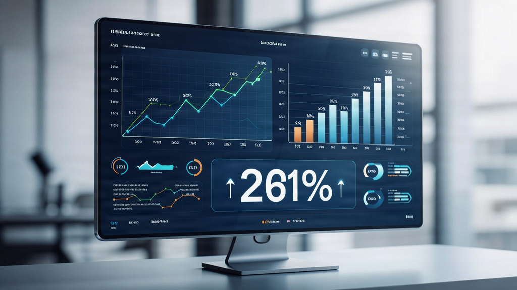 Premium digital marketing dashboard showing traffic, leads, and growth metrics in a clean, professional UI style.